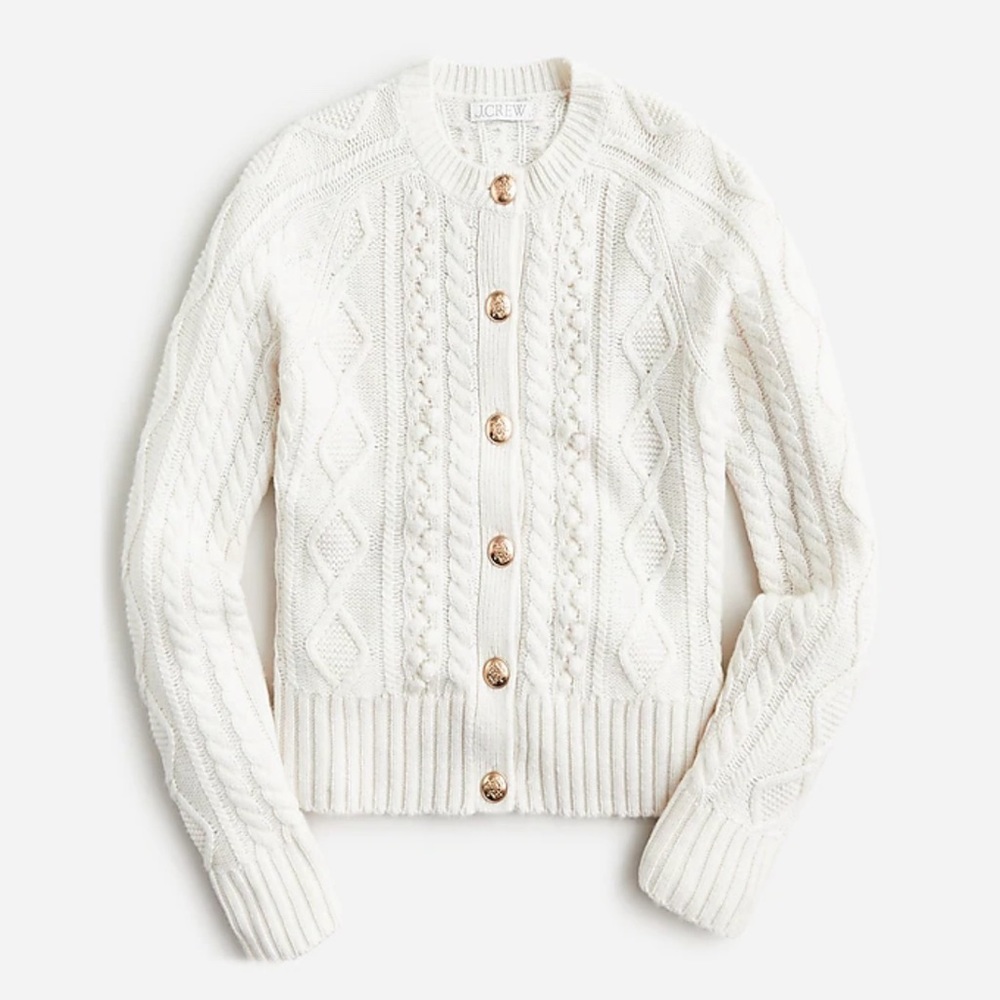J. Crew Cable-knit cardigan sweater XXS Ivory